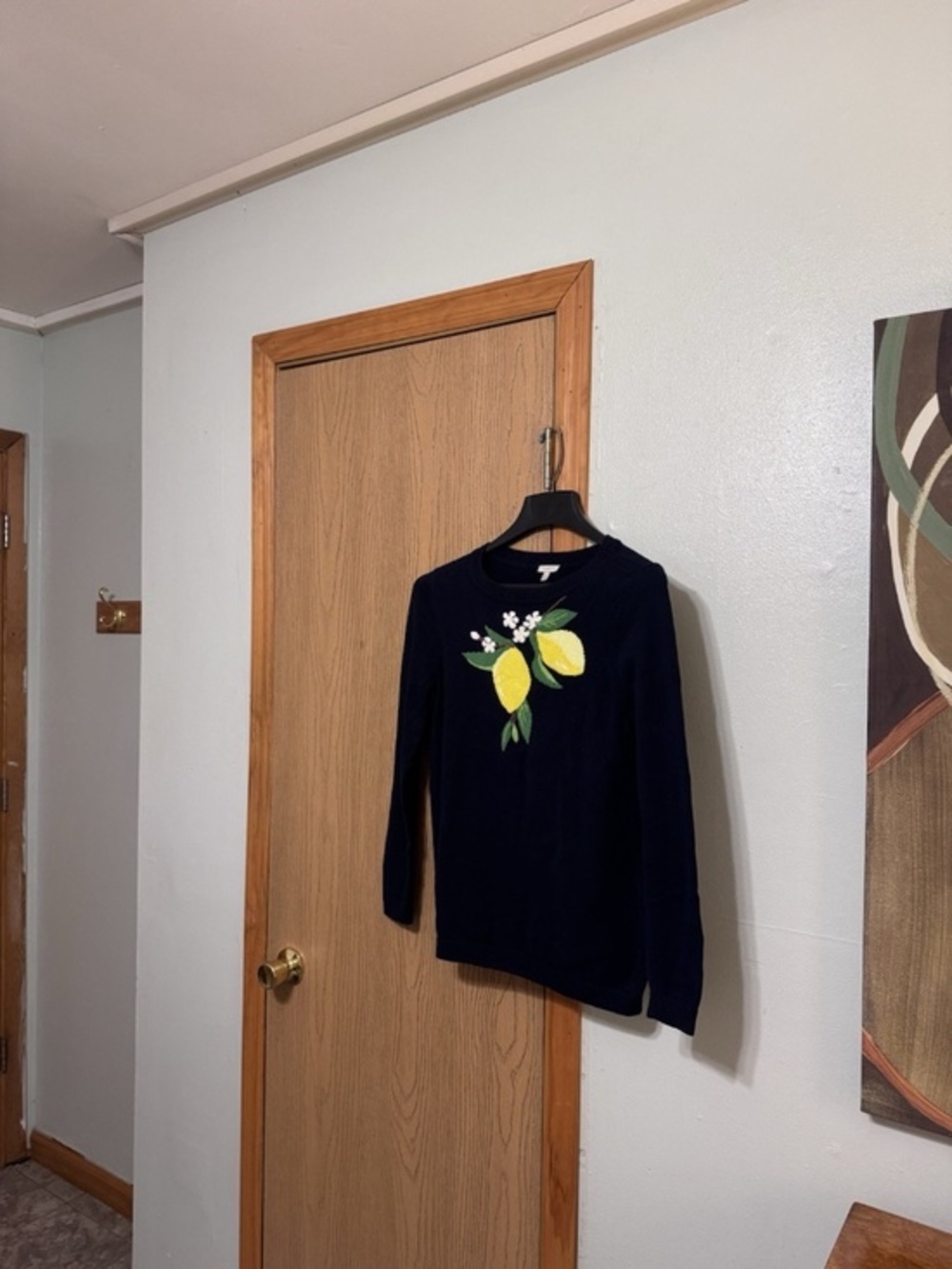Talbots Size PM Multi-Color Fresh Lemons Intarsia Long Sleeve Pullover Sweater